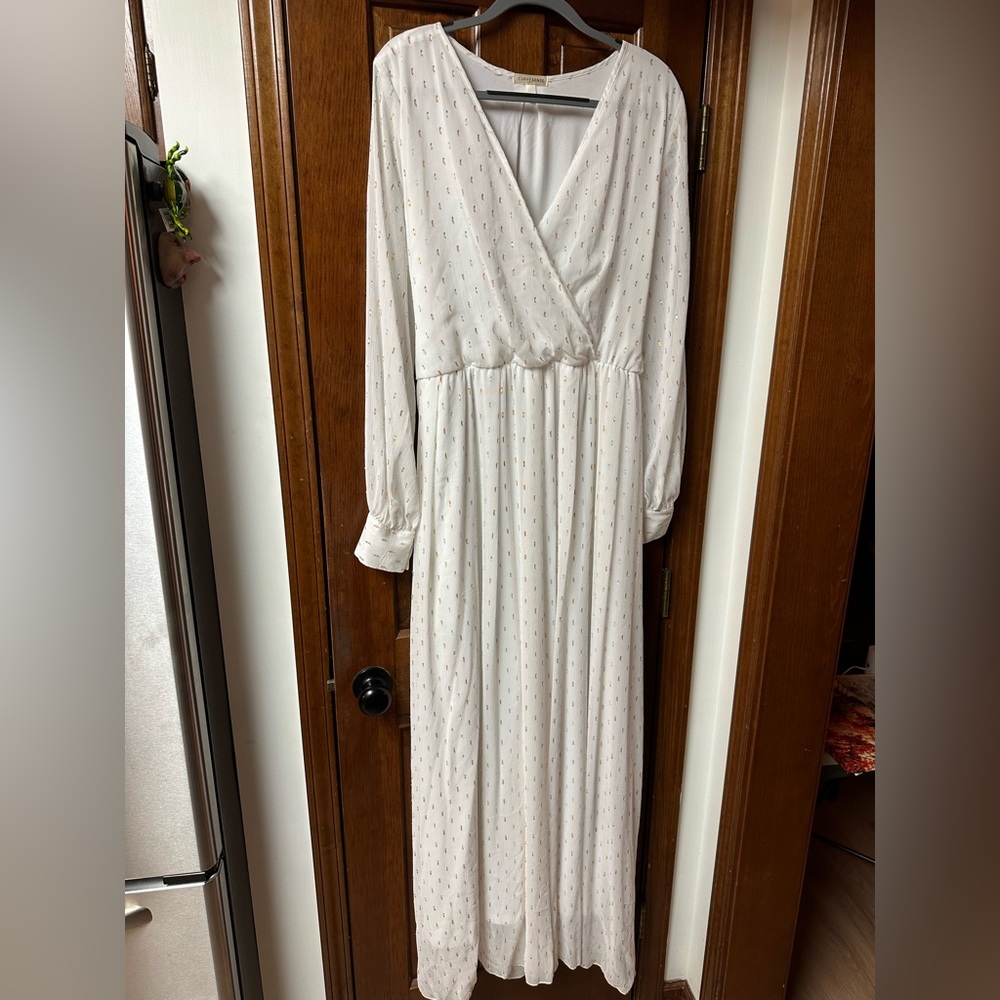 CoEdition Greta Chiffon maxi dress in white